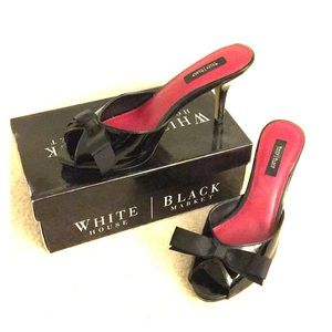 Black Patent Leather Heels with Bows